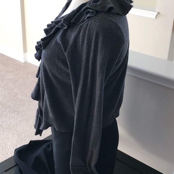 inc grey ruffled cardigan - Picture 4 of 6